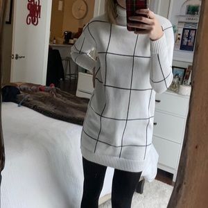 Window pane sweater dress